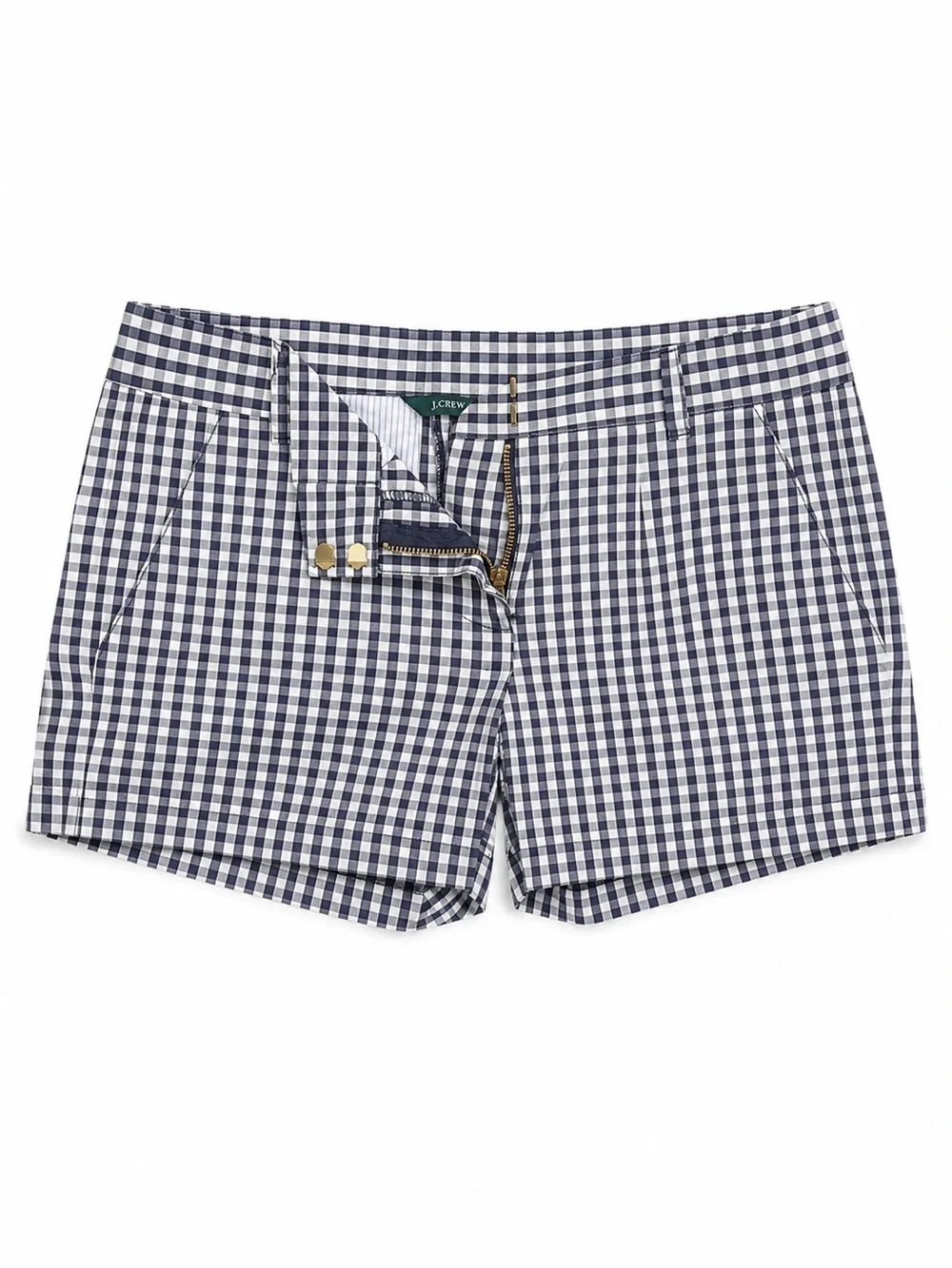 J. Crew Navy and White Gingham Cotton Shorts